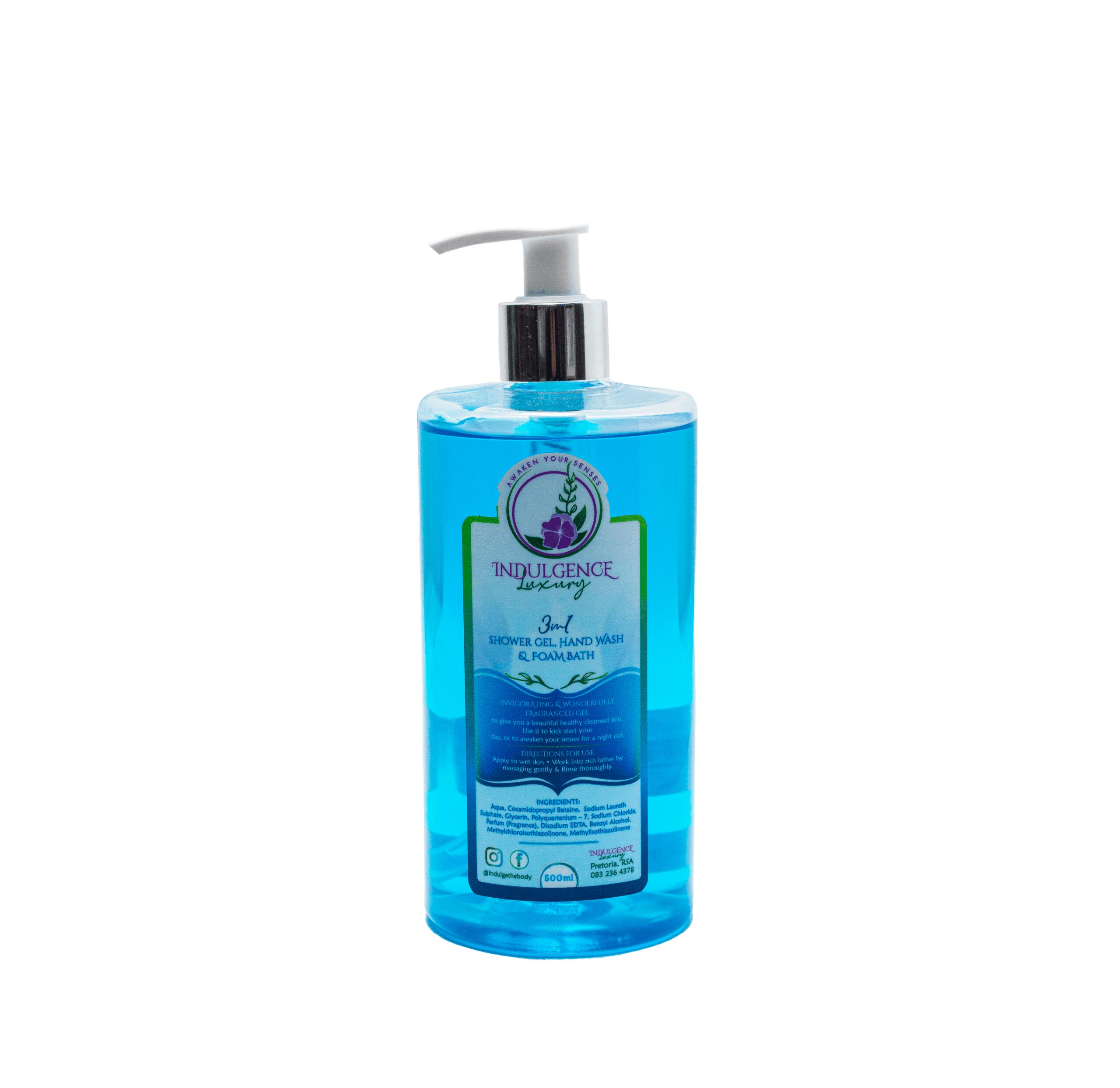 POS__MG_2928.png_1000455 Indulgence Luxury 3 in 1 Wash: Shower gel, hand wash, bubble bath Ocean Breeze 500ml - Image 1