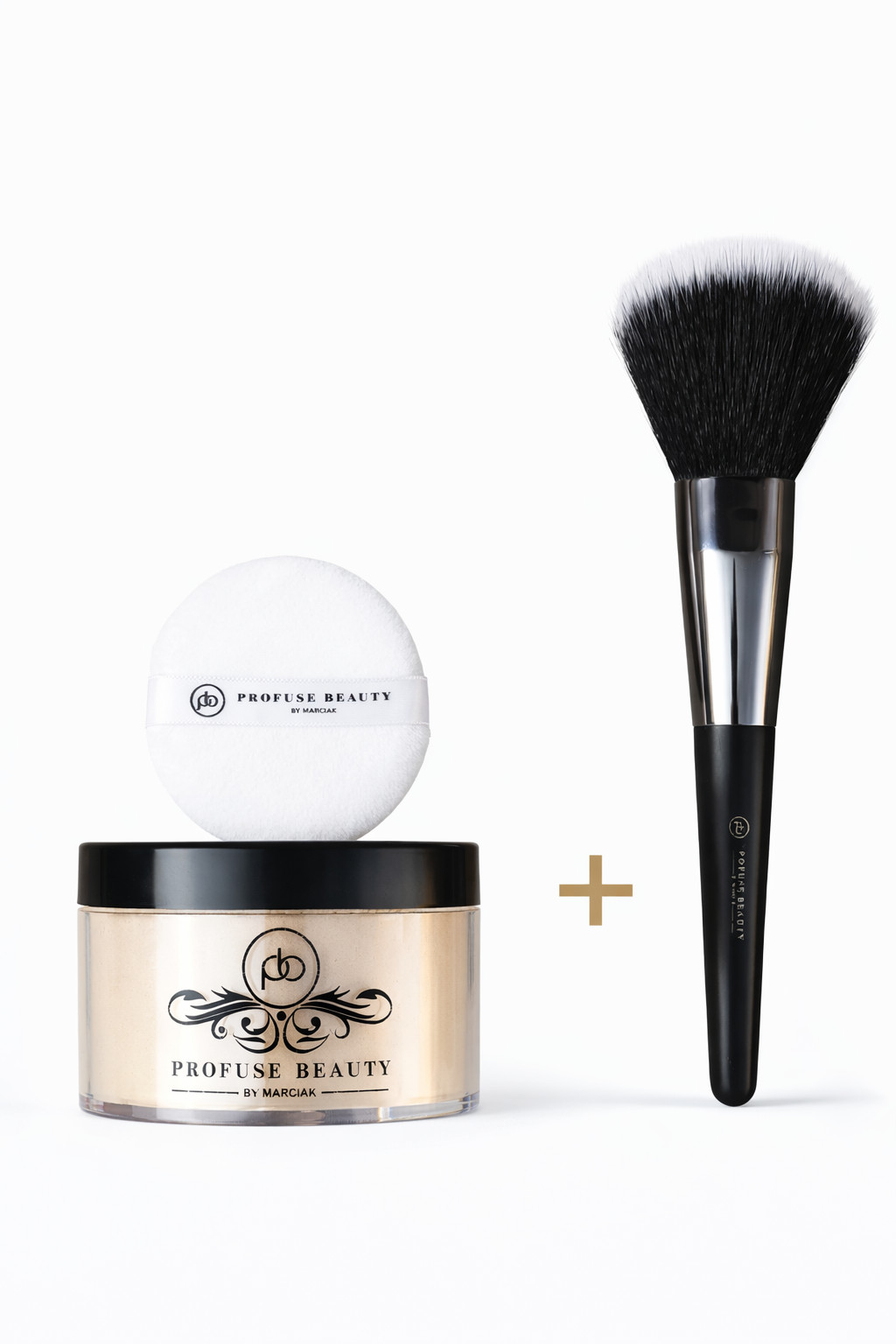 HD-Perfecting-powder-and-Powder-brush.png Profuse Beauty Hd Perfecting powder NO 3/4 + Powder Brush - Image 1